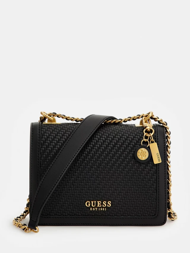 Guess Abey Convertible Xbody Flap Γυναικεία Τσάντα Μαύρη