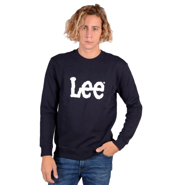 Lee Basic Crew Logo Sws Ανδρικο Φουτερ Μπλε