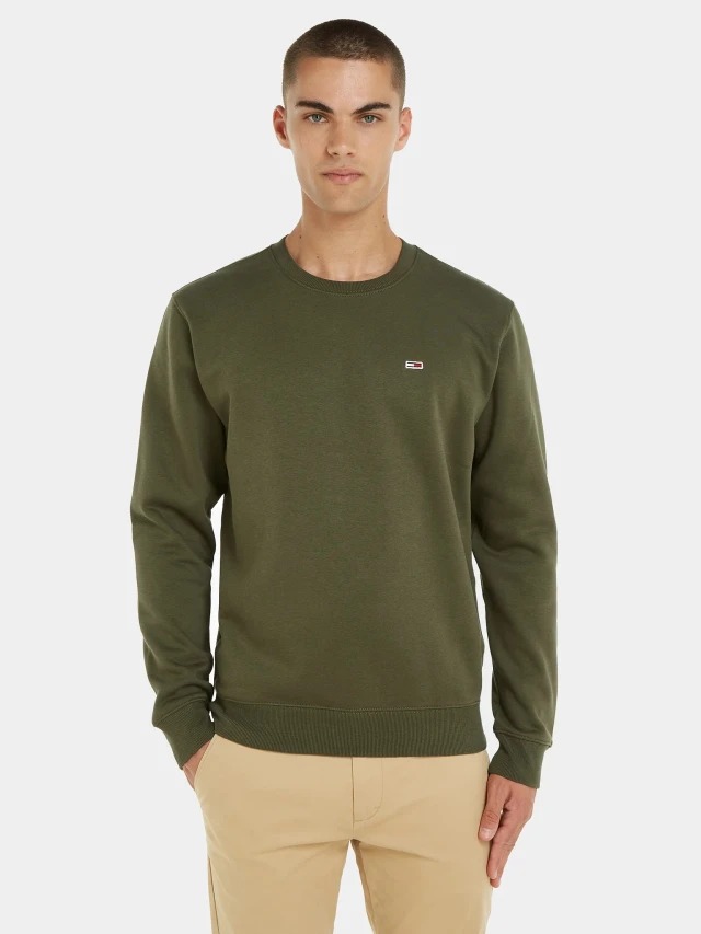 Tommy Hilfiger Tjm Regular Fleece C Neck Ανδρικό Φούτερ Λαδί