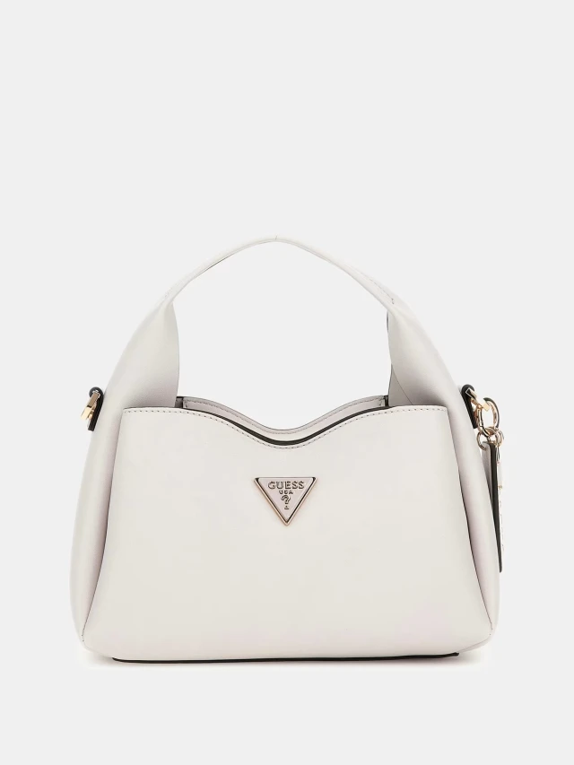 Guess Iwona Top Zip Crossbody Γυναικεία Τσάντα Εκρου