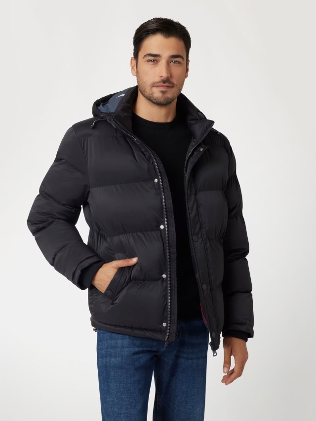 Guess Stretch Puffa Jacket Ανδρικό Μπουφάν Μαύρο