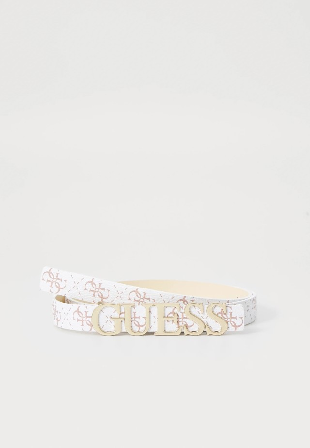 Guess Zamira Not Adj Pant Belt Γυναικεια Ζωνη Λευκη