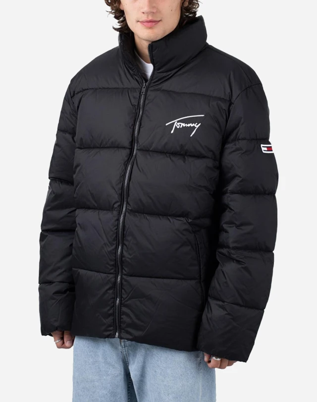 Tommy Hilfiger Tjm Signature Puffer Ανδρικο Μπουφαν Μαυρο