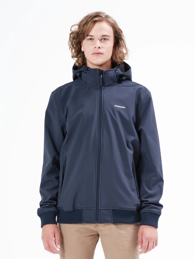 Ue Emerson Mens Soft Shell Rib Jkt, Det/Ble Hood Ανδρικο Μπουφαν Μπλε
