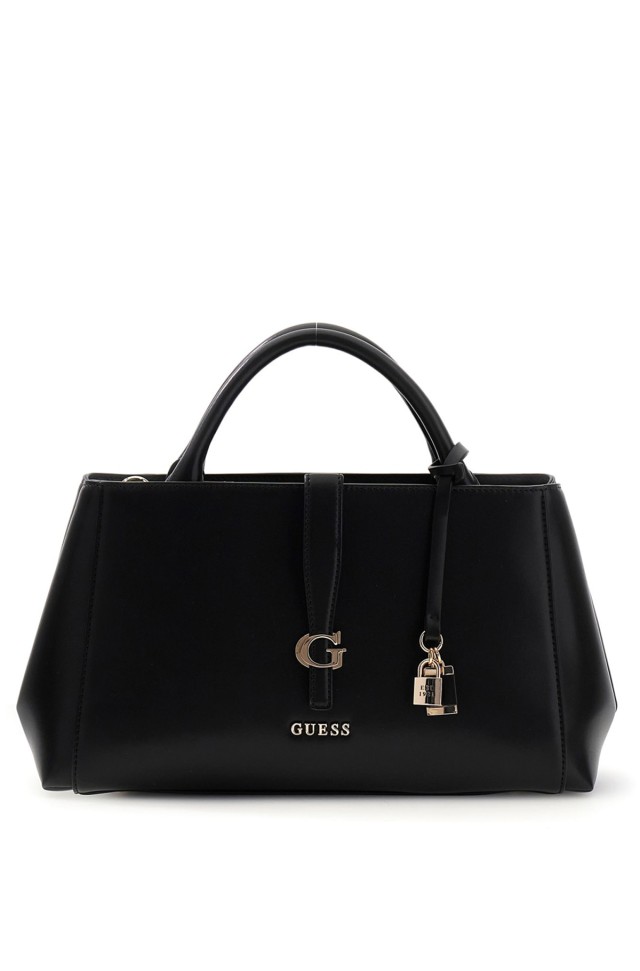 Guess Carrie Girlfriend Satchel Γυναικεία Τσάντα Μαύρη