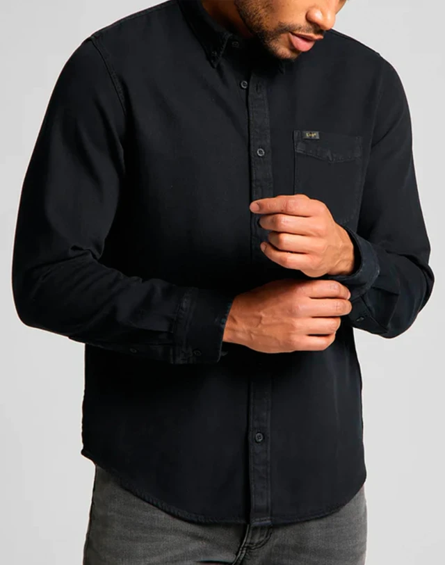 Lee Button Down Ανδρικο Πουκαμισο Μαυρο