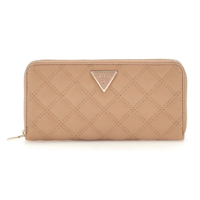 Guess Giully Slg Large Zip Around Γυναικείo Πορτοφόλι Μπεζ
