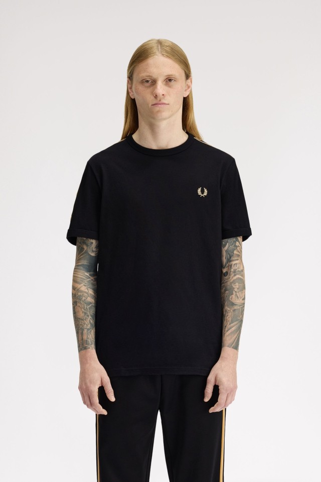 FRED PERRY T SHIRT Ανδρική Μπλουζα Μαυρη