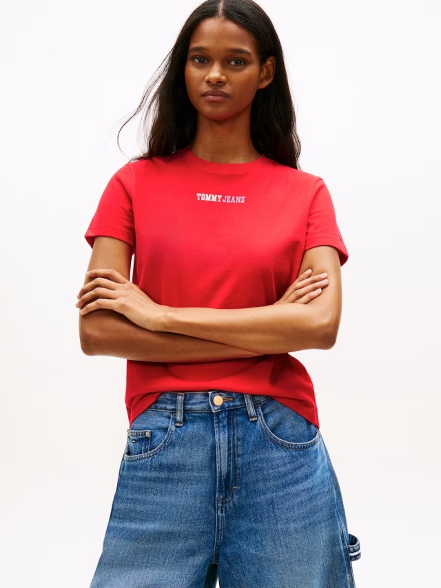 Tommy Hilfiger Tjw Reg Essential Logo 2 Tee Ext Γυναικεία Μπλούζα Κόκκινη