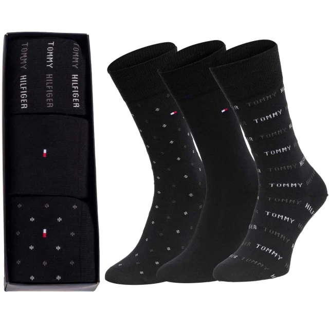 Tommy Hilfiger Th Men Sock 3P Giftbox Ανδρικεσ Καλτσεσ Μαυρεσ