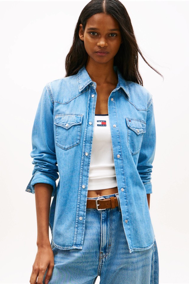 Tommy Hilfiger Reg Wstrn Denim Shirt Ext Γυναικείο Πουκάμισο Τζιν