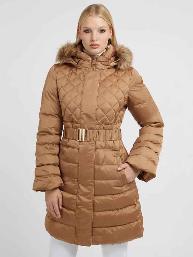 Guess Lolie Down Jacket Γυναικειο Μπουφαν Χρυσο