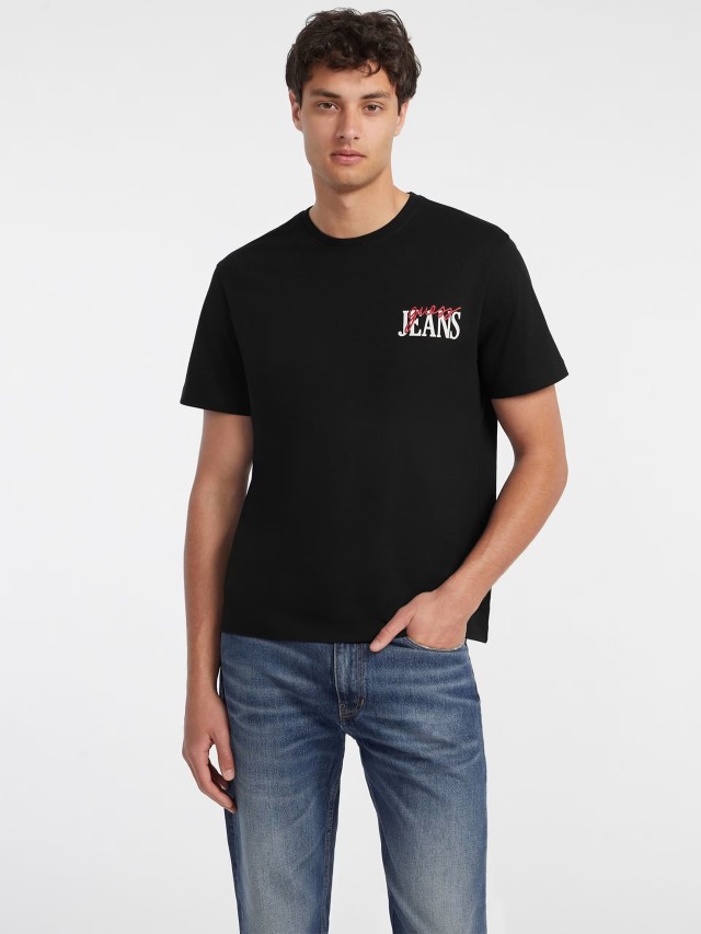 Guess Gj Ss Cn Reg Logo Tee Ανδρική Μπλούζα Μαύρη