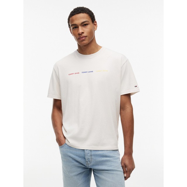 Tommy Hilfiger Tjm Reg Tj Repeat Ss Tee Ανδρική Μπλούζα Εκρού