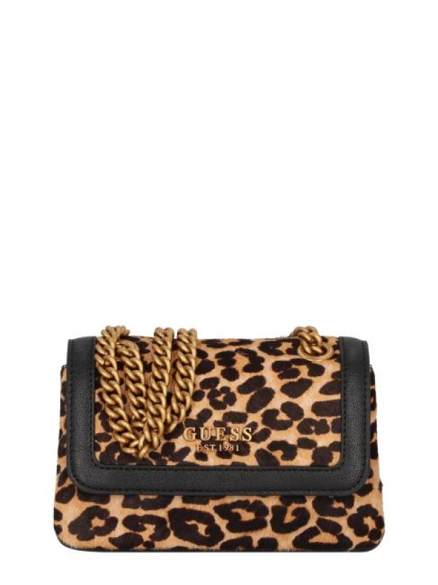 Guess Abey Mini Crossbody Flap Γυναικεια Τσαντα Animal Print