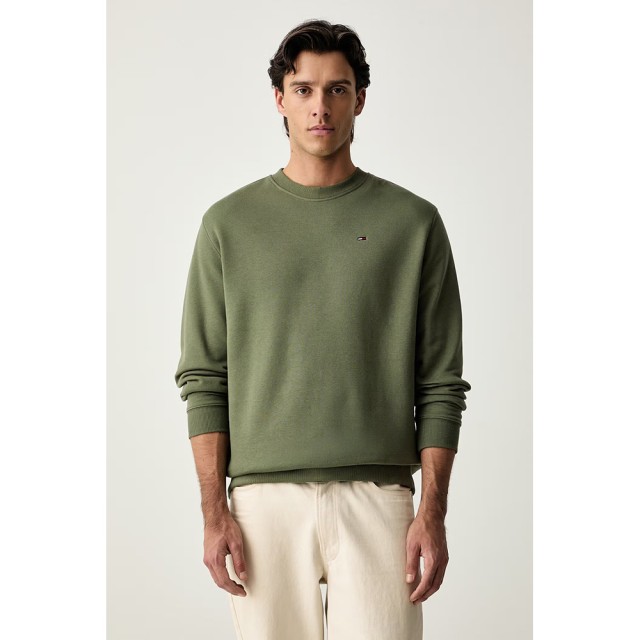 Tommy Hilfiger Tjm Reg S Flag Crew Ανδρικό Φούτερ Λαδί