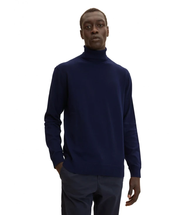 Tom Tailor Cosy Turtle Ne Ανδρικο Πλεκτο Ζιβαγκο Μπλε