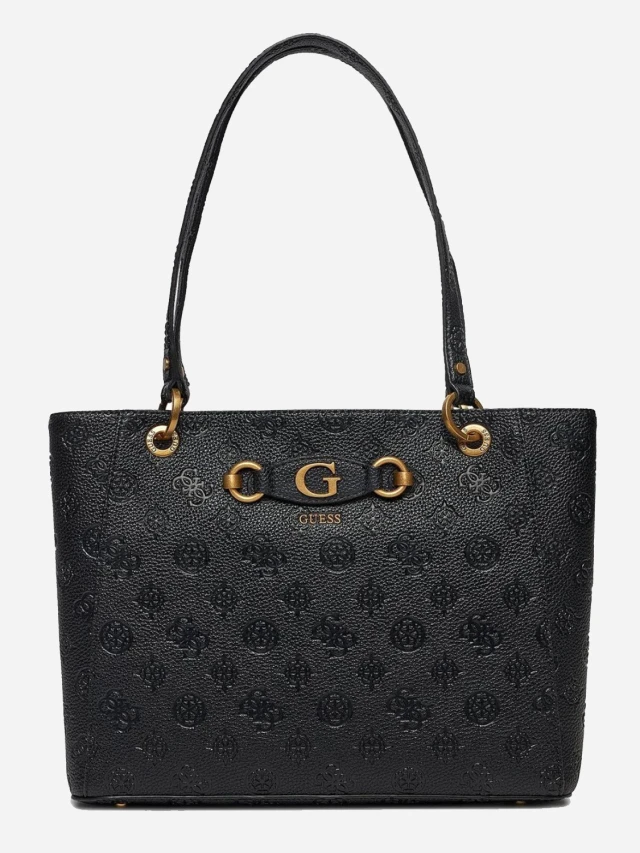 Guess Izzy Peony Noel Tote Γυναικεία Τσάντα Μαύρη