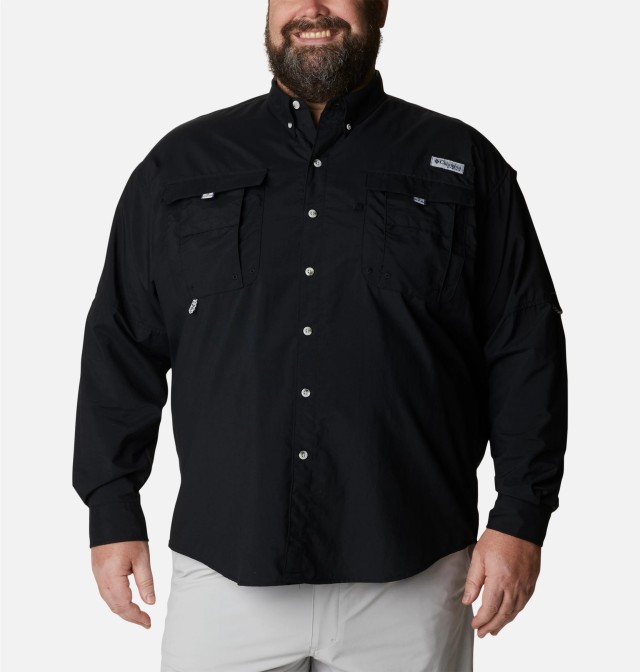 Columbia Bahama™ II L/S Shirt Plus Size Ανδρικό Πουκάμισο Μαυρο