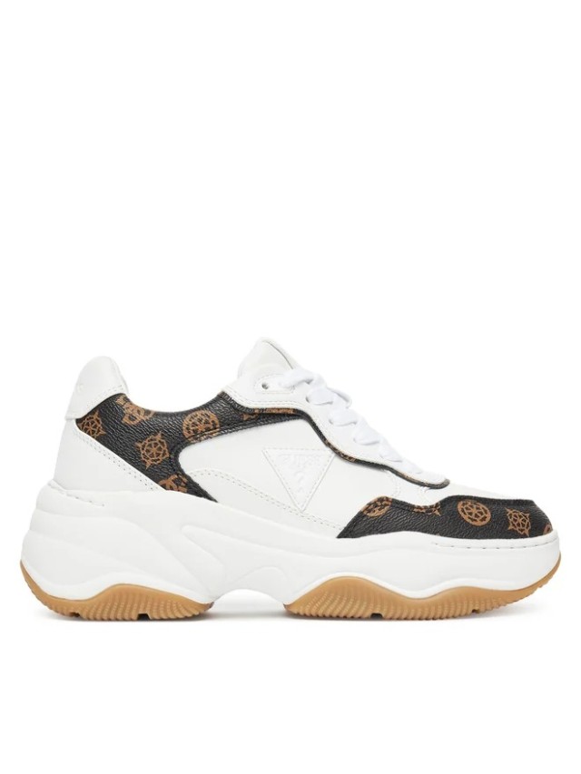 Guess Fonzi Γυναικεία Sneakers Λευκό Καφέ