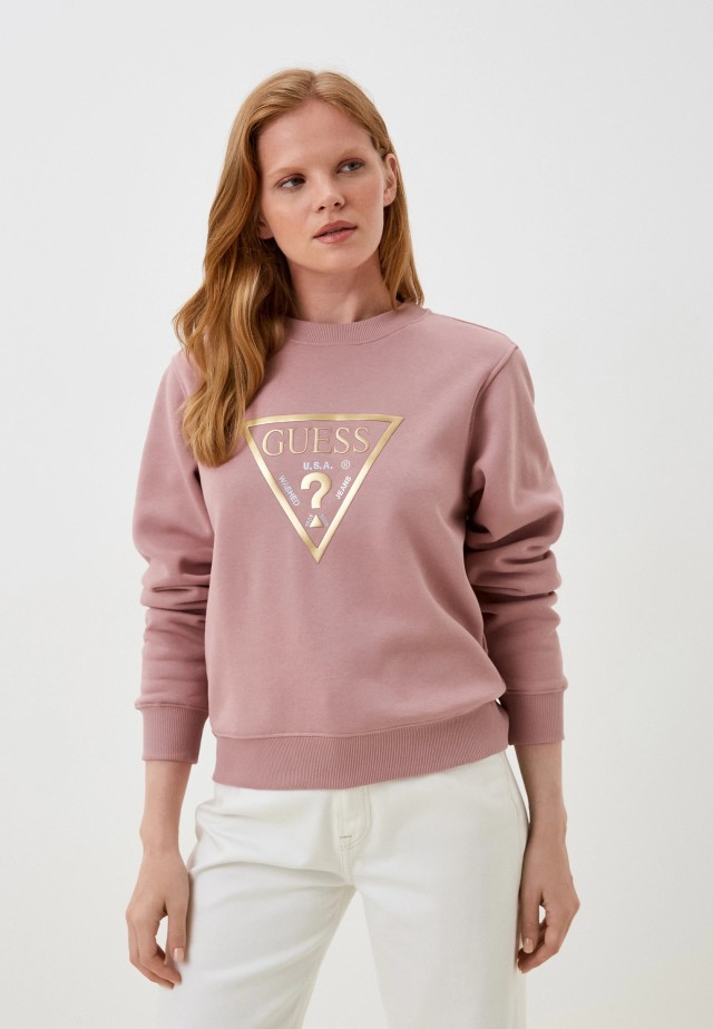 Guess Cn Gold Triangle Sweatshirt Γυναικείο Φούτερ Ροζ