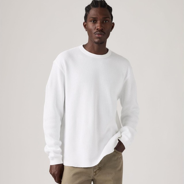 Levis Rt Ls Rlx Thermal Tee Neutrals Ανδρική Μπλούζα Βαφλα Λευκή