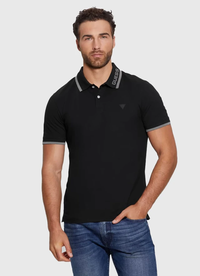 Guess CN SS CORE TEE Ανδρικη Μπλουζα Polo Μαυρη