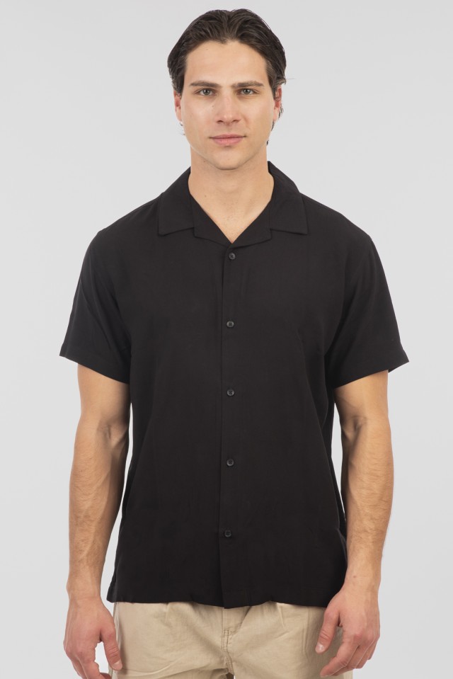 Rebase Shirts Byron Short Sleeve  Ανδρικό Πουκάμισο Κοντομάνικο Μαύρο