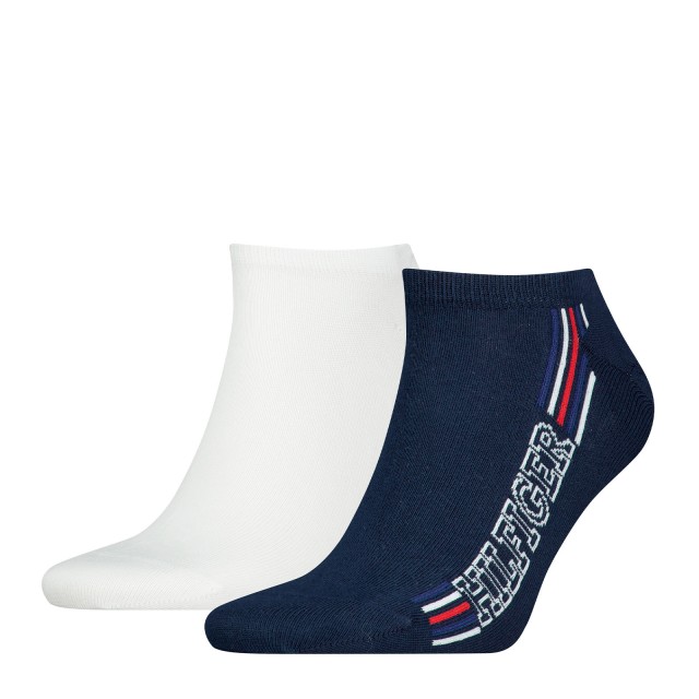 Tommy Hilfiger Th Men Sneaker 2p Logo Stripe Ανδρικές Κάλτσες Μπλε
