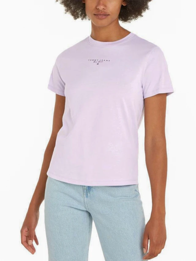 Tommy Hilfiger Tjw Reg Essential Logo + Tee Ext Γυναικεία Μπλούζα Μωβ