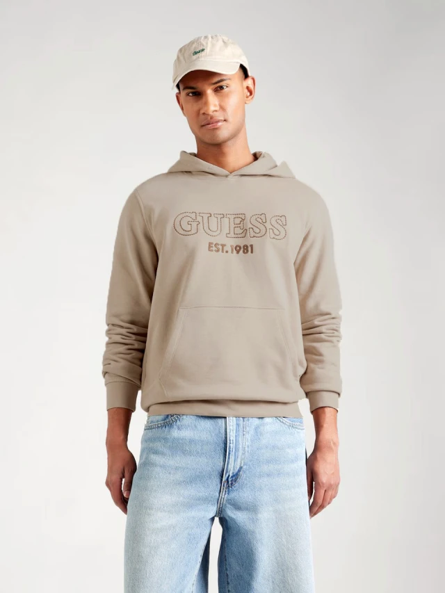 Guess Beau Hoodie Sweatshirt Ανδρικό Φούτερ Μπεζ