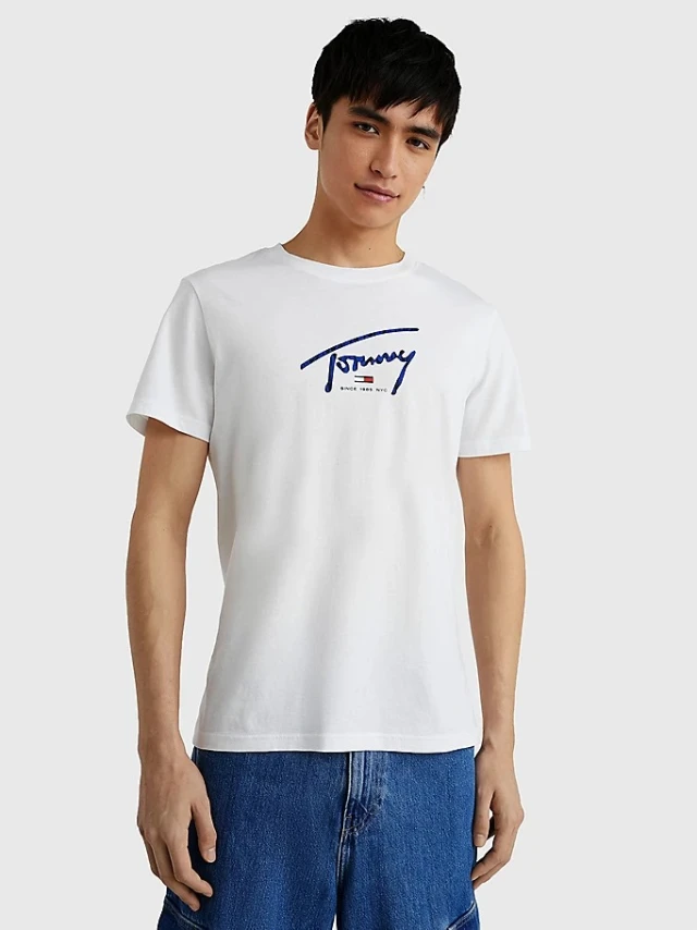 Tommy Hilfiger Tjm Signature Psychedellic Tee Ανδρική Μπλούζα Λευκή