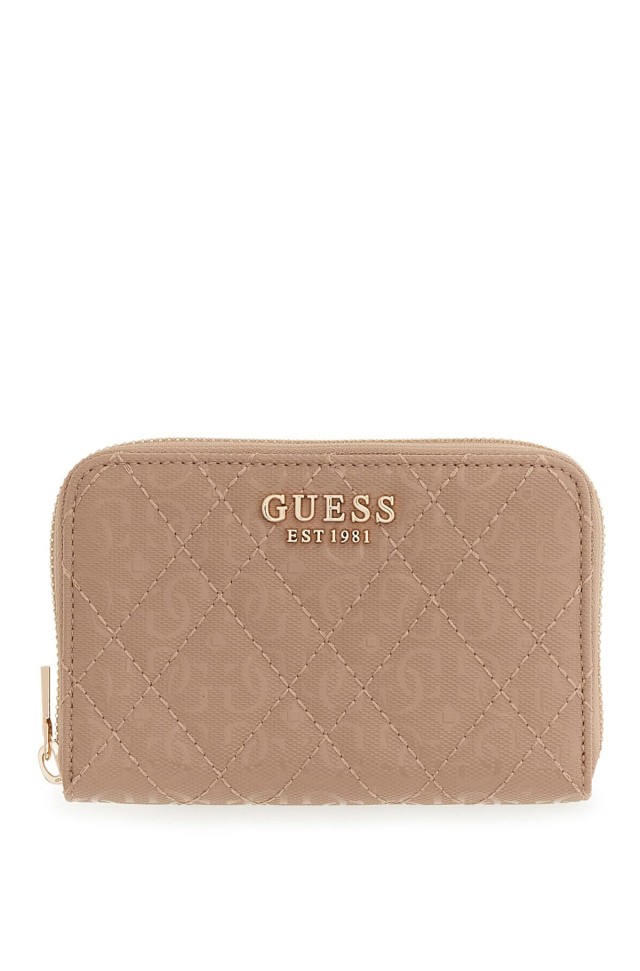 Guess Yesba Slg Large Zip Around Γυναικείο Πορτοφόλι Καφέ Μόκα