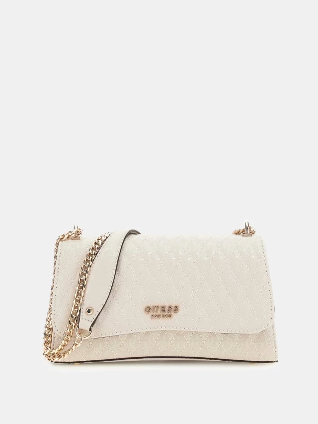 Guess Betula Convertible Xbody Flap Γυναικεία Τσάντα Μπεζ