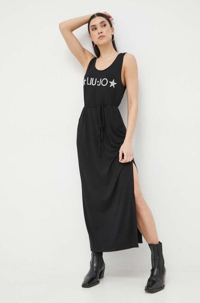 Liu Jo Beachwear  Va3j05 Abito Canotta Lungo Γυναικείο Φόρεμα Μαύρο