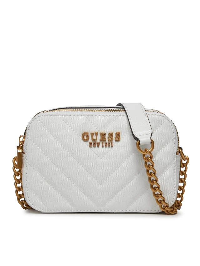Guess Jania Crossbody Camera Γυναικεία Τσάντα Λευκή
