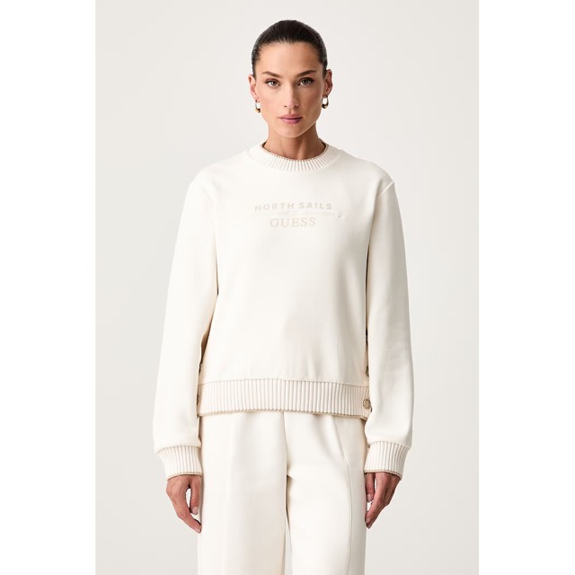 Guess Guessxns - Crew Neck Nautical Γυναικείο Φούτερ Λευκό