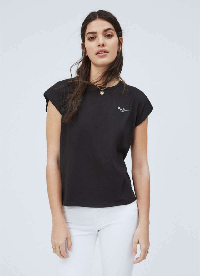 /Black Pepe Jeans E2 Bloom Γυναικεια Μπλουζα Μαυρη