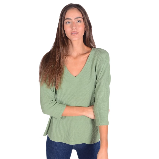 Tom Tailor 2Nd 108 Cosy V-Neck Tee Γυναικεια Μπλουζα Λαδι