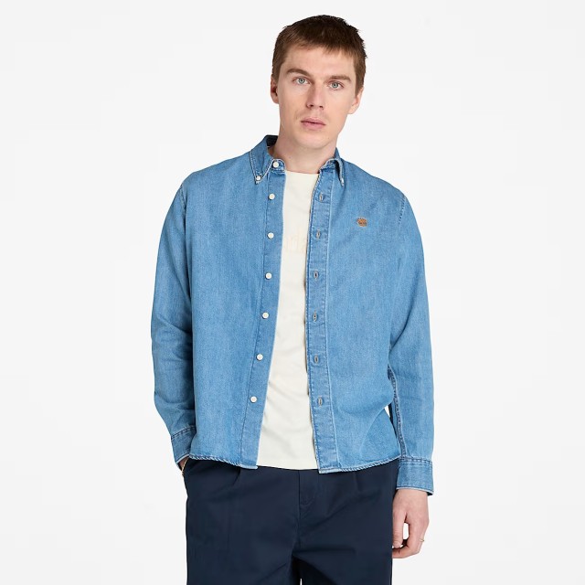 Timberland Denim Shirt Horizon Blue Wash Sapphire Ανδρικό Πουκάμισο Τζιν Stone wash