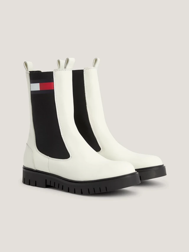 TOMMY HILFIGER TJW LONG CHELSEA BOOT Γυναικειο Μποτακι Λευκο