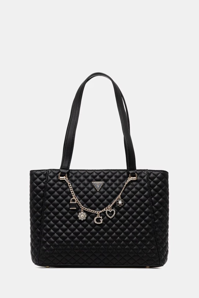 Guess Everlee Noel Tote Γυναικεία Τσάντα Μαύρη