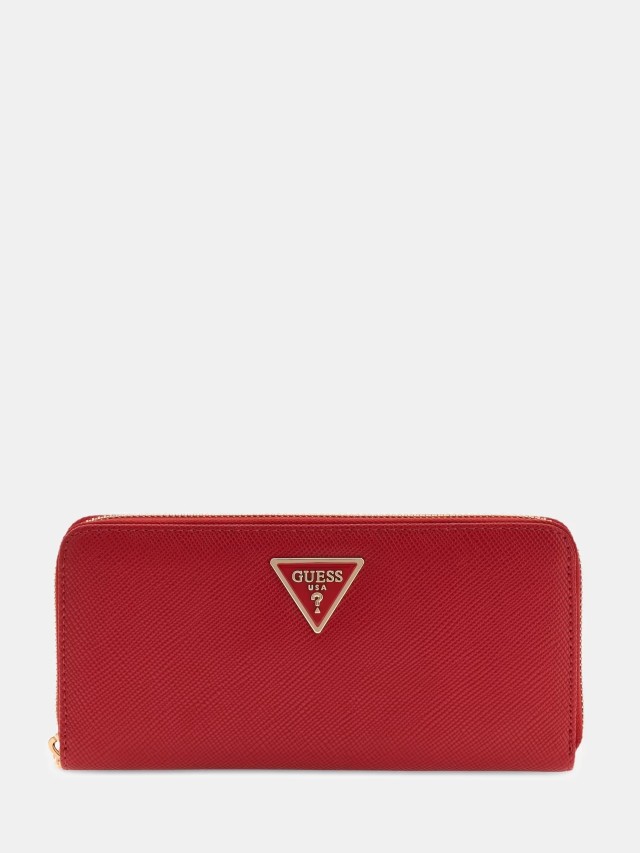 Guess Laurel Ii Slg Large Zip Γυναικείο Πορτοφόλι Μπορντό