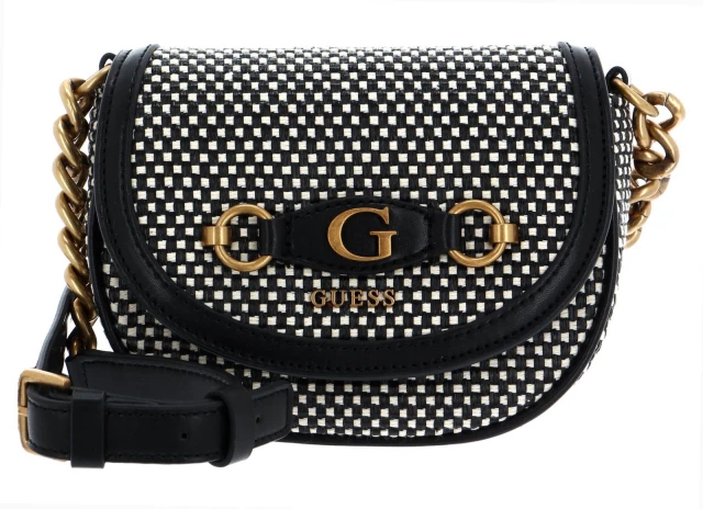 Guess Izzy Mini Crossbody Flap Γυναικεία Τσάντα Μαύρη