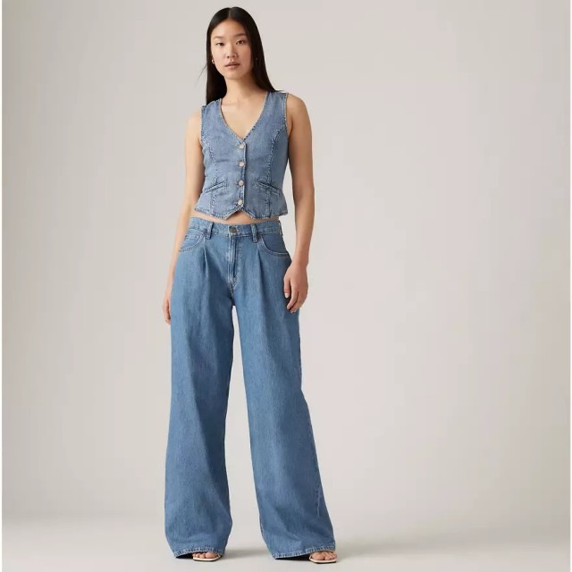 Levis Pleated Baggy Wide Leg Med Indigo Γυναικείο Παντελόνι Τζιν