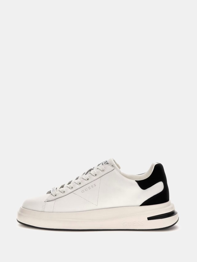 Guess Elba Ανδρικά Δερμάτινα Sneakers Ασπρο Μαυρο