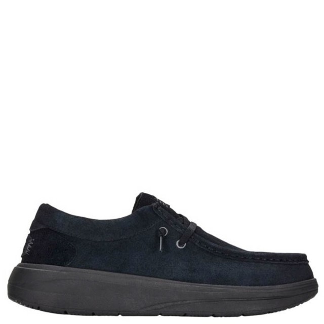 Hey Dude Wally Xtra Suede Ανδρικά Δερμάτινα Loafers Μαύρα