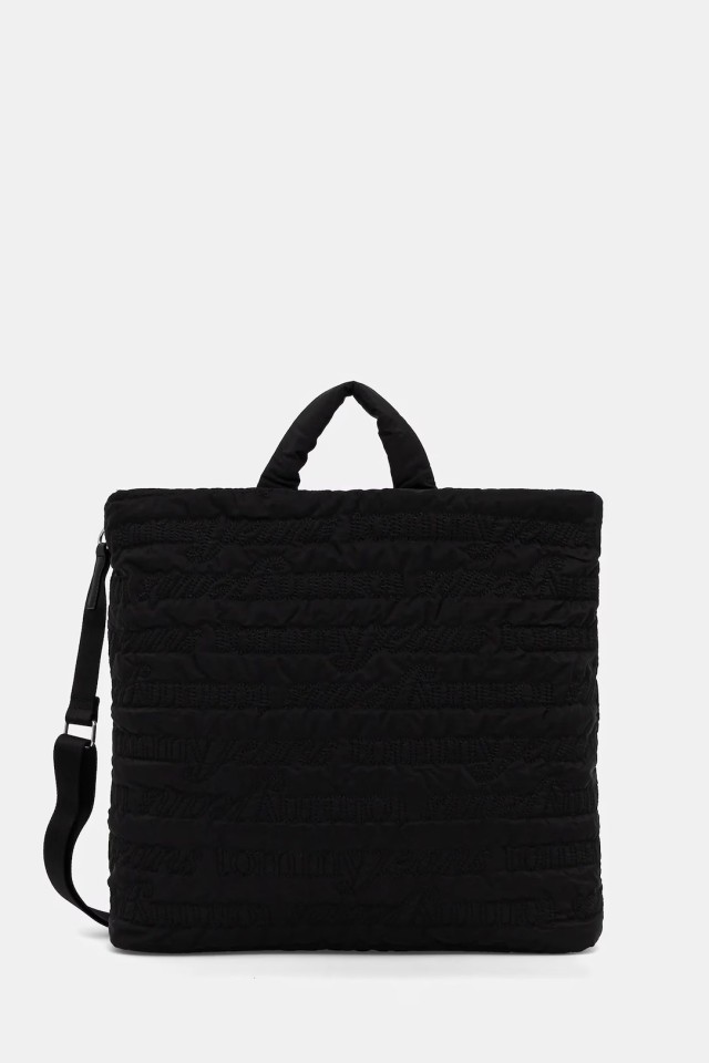 Tommy Hilfiger Tjw Urban Aop Med Tote Γυναικεία Τσάντα Μαύρη