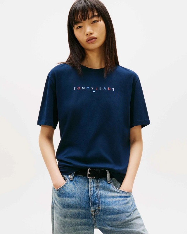 Tommy Hilfiger Tjw Rlx Color Linear Ss Tee Ext Γυναικεία Μπλούζα Μπλε