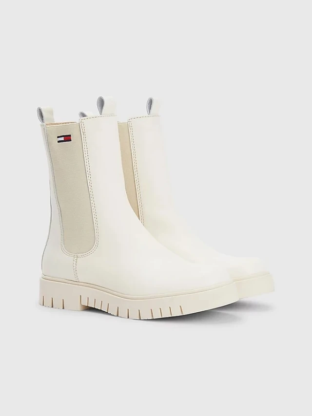 Tommy Hilfiger Tommy Jeans Long Chelsea Boot Γυναικεια Μποτακια Εκρου